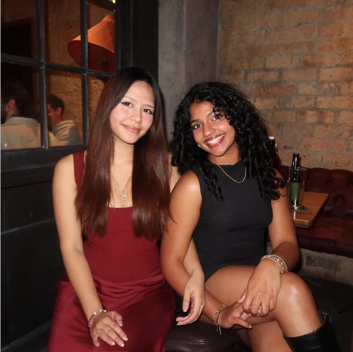 Customer wearing a Last Night's Dress rental