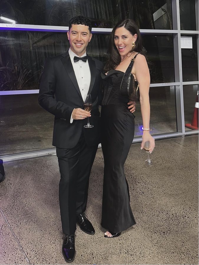 Customer wearing a Last Night's Dress rental
